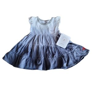 BURTS BEES Blue Smoke Hand Dyed Organic Cotton Dress Size 3-6M